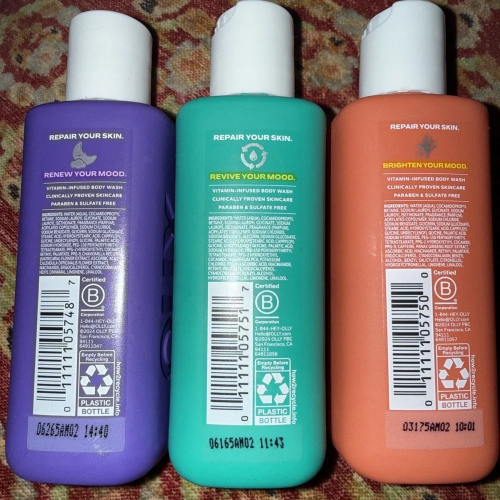 OLLY Body Wash Mixed Pack 3 Count to Restore 3‎ Ounce (Pack of 3) Multicolor